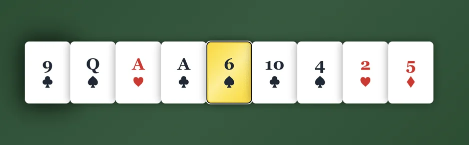 Nice cards lined up in a single row. Each card slightly overlaps.