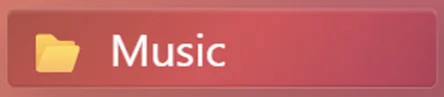 A custom select button with an opaque background, a folder icon, and a text label called Music.