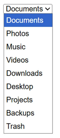An unstyled select element with expanded options.
